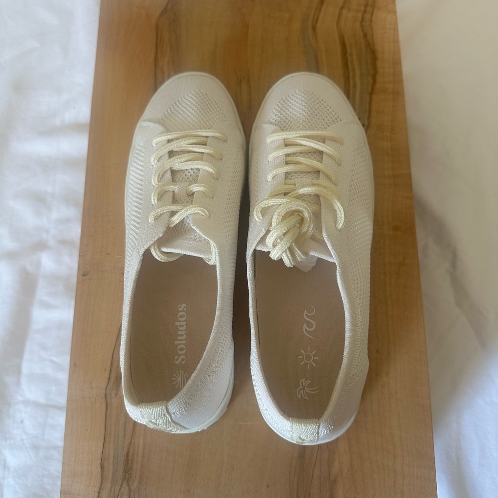 Soludos White Mesh Lace-Up Sneakers | Ibiza Style | New With Box | Size 8 - Picture 6 of 9